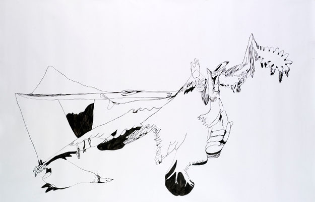 Gründer VIII, 190 x 150 cm, Tusche auf Papier, Susanne Renner