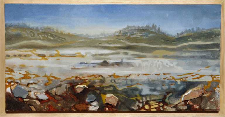 Madrugada no Alentejo 2 - oil with sand and slices on canvas - 30 x 60 cm