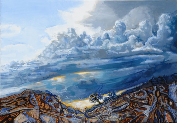 Outono em Alentejo - oil with sand and slices on canvas - 70 x 100 cm