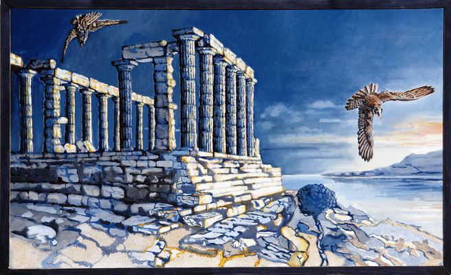 Daybreak at Poseidon - oil with sandstructure on canvas - 60 x 100 cm 