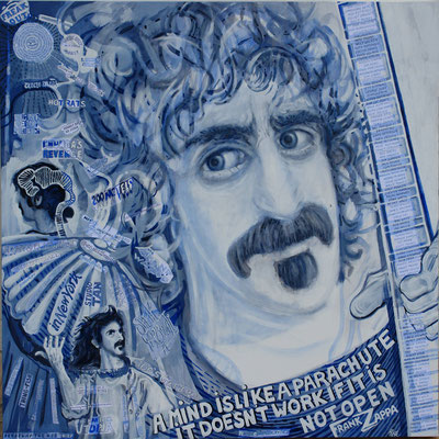 Frank Zappa - acryl with collages on canvas - 120 x 120 cm