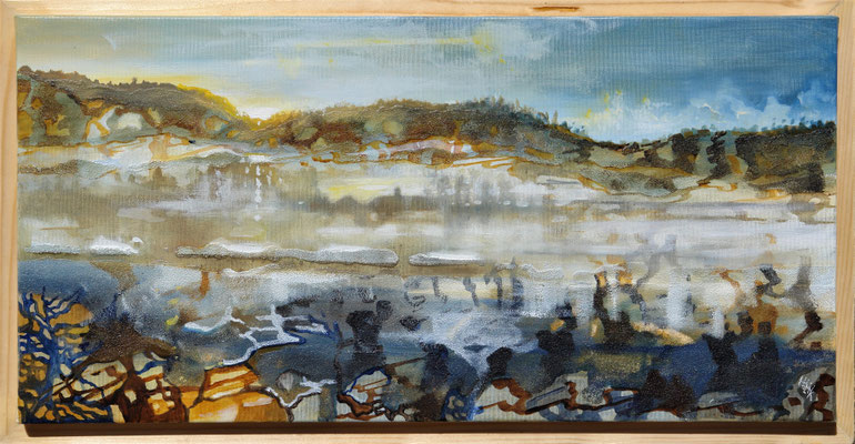 Madrugada no Alentejo 1 - oil with sand and slices on canvas - 30 x 60 cm