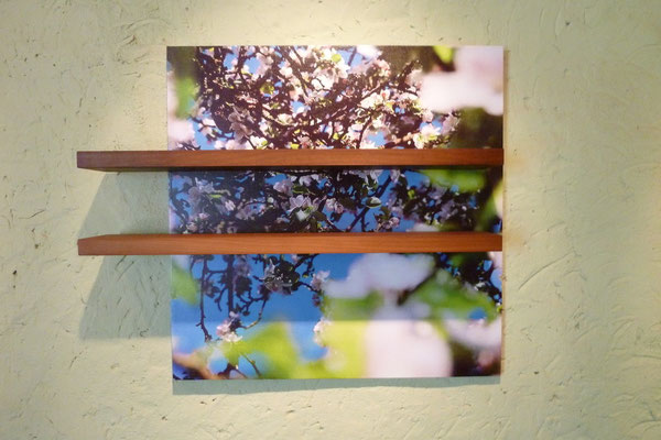 quadratisches AndiWand mit Foto auf Leinwand und Thermobuche