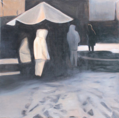 "Snow" 130x130cm  Oil on paper mounted on canvas