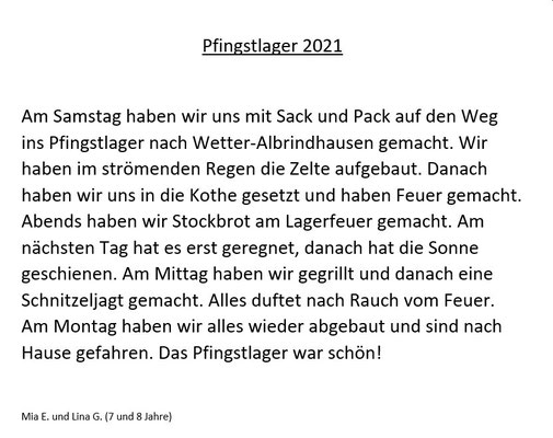 Lager-Bericht von Lina und Mia