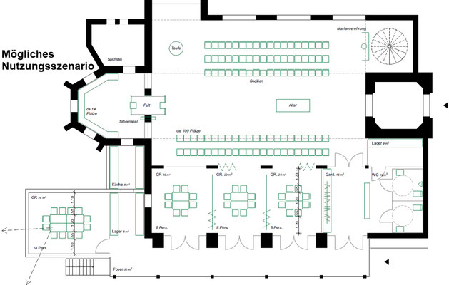 Mögliches Nutzungszenario Kirche und Gemeindeheim