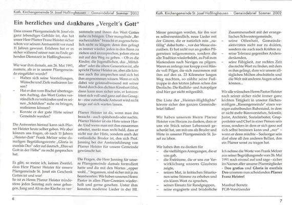 Auszug aus dem Gemeindebrief Sommer 2002