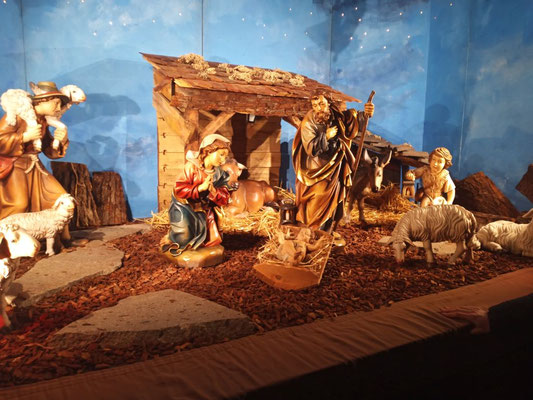 Das Foto zeigt den Blick in die Weihnachtskrippe