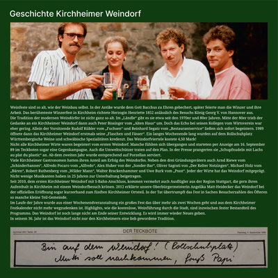 Die 36. Kirchheimer Weindorf Zeitung: Infos - In Gedenken - Speisen - Livemusik - Geschichte - Partner