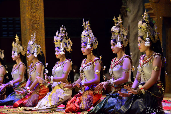 a scene of a traditional dance show in Siem Reap