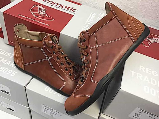 Barfußschuhe Sneaker knöchelhoch braunes Leder