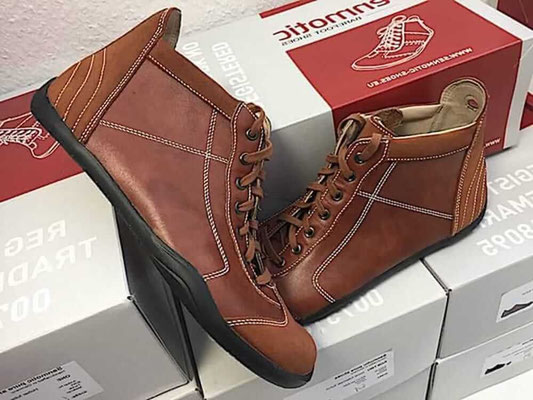 Sneaker knöchelhoch als Barfußschuhe Leder Braun