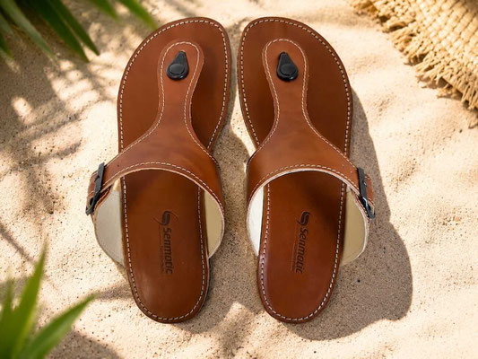 Handgefertigte braune Leder Flip-Flops