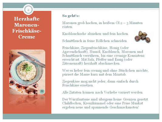 Rezept, Herzhaft, Frischkäse-Creme mit Maronen