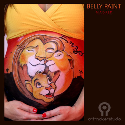 Belly Paint Rey León, Belly Painting Madrid, Belly Paint Lion King, Belly Paint Madrid