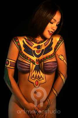 Body Make Up inspirado en Egipto. Modelo: Isabella Figueroa