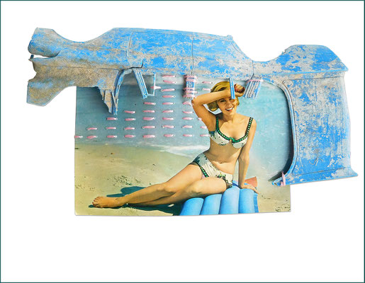 „Schöne Grüße vom Strand_27“, 2019, 24 cm x 30 cm x 3,5 cm
