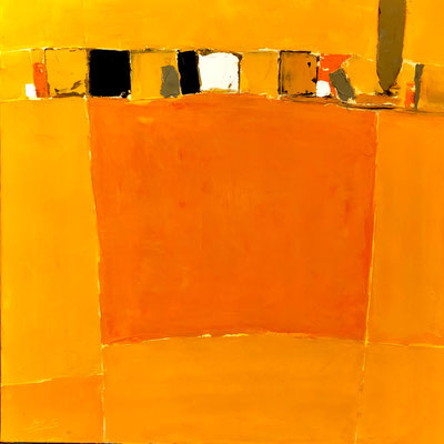 Gérard BRU, "Nature jaune", Huile sur toile, 70x70 cm, 2018