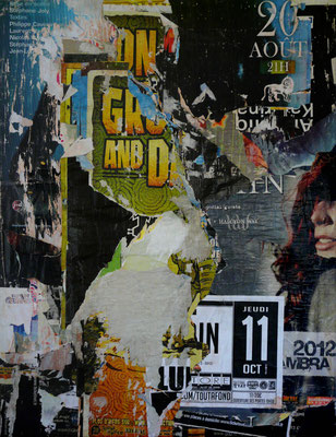 Christian GASTALDI, "MPL29", Affiches déchirées collées sur toile, 116 x 89 cm, 2014