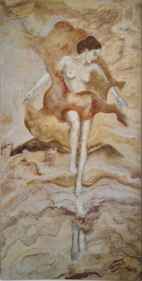 "Venus" 125 x 65 cm, Mischtechnik auf Schiefer, verkauft