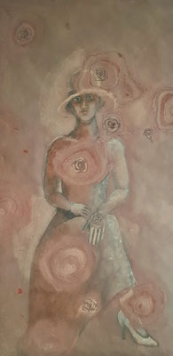 "Portrait Rose" 125 x 65 cm,  Mischtechnik auf Schiefer