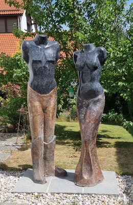 "Torsi Paar"  Blue Pearl Granit auf Bronze, h 175 cm, verkauft