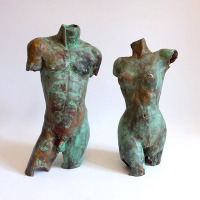 "Torsi Paar"  Bronze patiniert, h. 27 cm