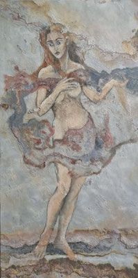 "Venus II", 125 x 65 cm,  Mischtechnik auf Schiefer,