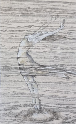 "Windbraut" 83 x 53 cm, Mischtechnik auf Marmor