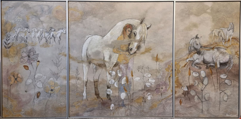 "Camargue"  123 x 245 cm,  Mischtechnik auf Schiefer, verkauft