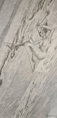 "Mit der Strömung 2" 125 x 65 cm, Mischtechnik auf Marmor