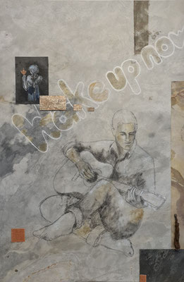 "Wake up now" 95 x 65 cm, Mischtechnik auf Schiefer