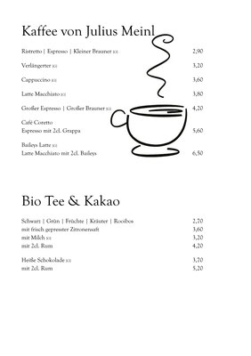 Kaffee von Julius Meinl u. Bio Tee & Kakao | Vintage Bar Graz