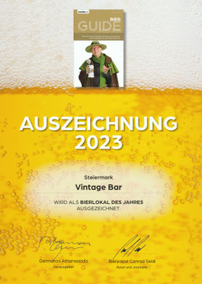 Auszeichnung im Bierguide 2023, Steiermarks Bierlokal des Jahres