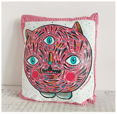 Small pillow, hand-painted on fabric, hand-sewn - Wall decor