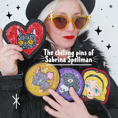 The chilling pins of Sabrina Spellman - avaliable here https://nineteeneightyeight.com/search?q=valentina+zummo