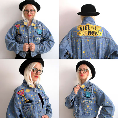 Hand painted on denim jacket in collaboration with Pepe jeans London (work on commission) - Rome - store via del Corso