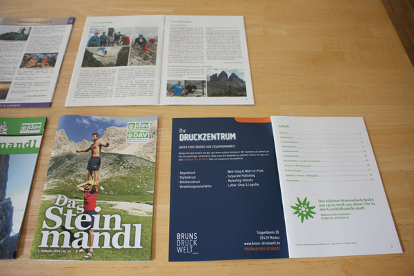 Layout-Neugestaltung "Das Steinmandl" – Vereinsheft der DAV-Sektion Minden – links: alt, rechts: neu (copyright: Christian Seidlitz)