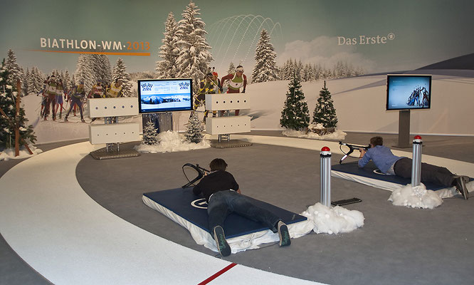 Liegend Schießen mit dem Biathlon-Simulator