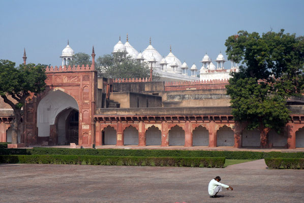 Prière, Moti Masjid, Agra.