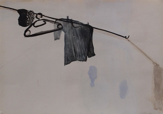 im naxotischen Kloster 2004; Tusche, Aquarell auf Papier