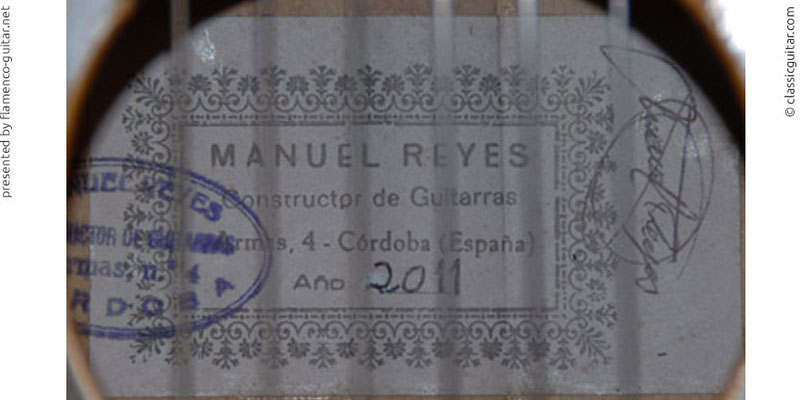 MANUEL REYES GUITAR 2011 - LABEL - ETIKETT - ETIQUETA