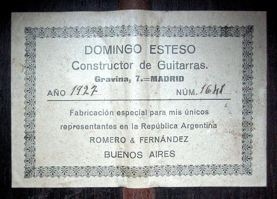 Domingo Esteso 1927 - Guitar 1 - Photo 6
