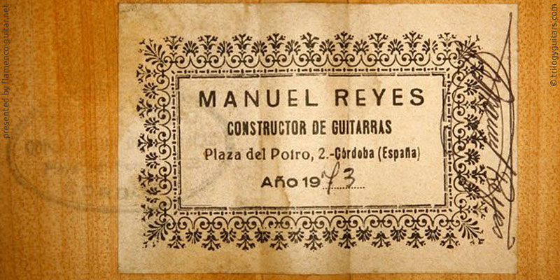 MANUEL REYES GUITAR 1973 - LABEL - ETIKETT - ETIQUETA