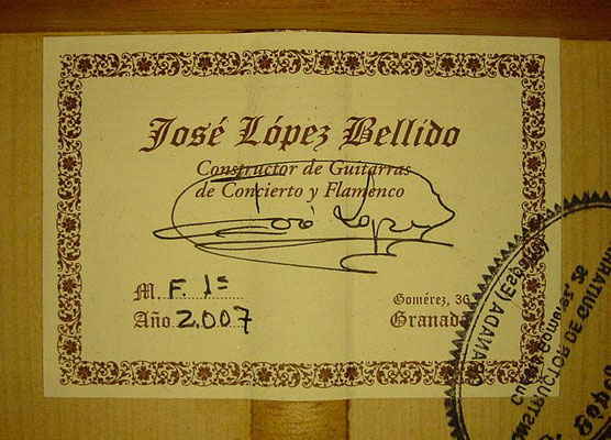 Jose Lopez Bellido 2007 - Guitar 1 - Photo 6