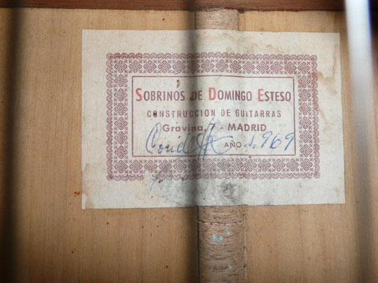 SOBRINOS DE DOMINGO ESTESO - HERMANOS CONDE 1969 Guitar 1 Label