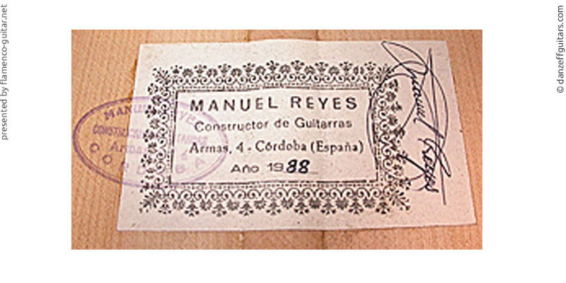 MANUEL REYES GUITAR 1988 - LABEL - ETIKETT - ETIQUETA