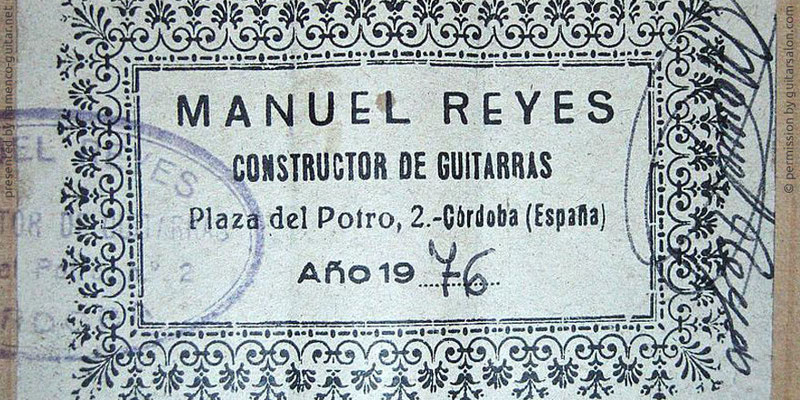 MANUEL REYES GUITAR 1976 - LABEL - ETIKETT - ETIQUETA