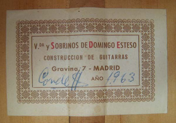 VIUDA Y SOBRINOS DE DOMINGO ESTESO - HERMANOS CONDE 1963 - Guitar 1 - Photo 4