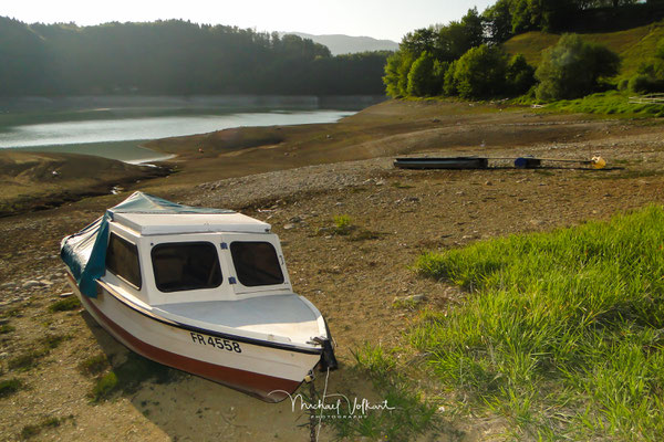 Trockenheit am Lac de La Gruyère